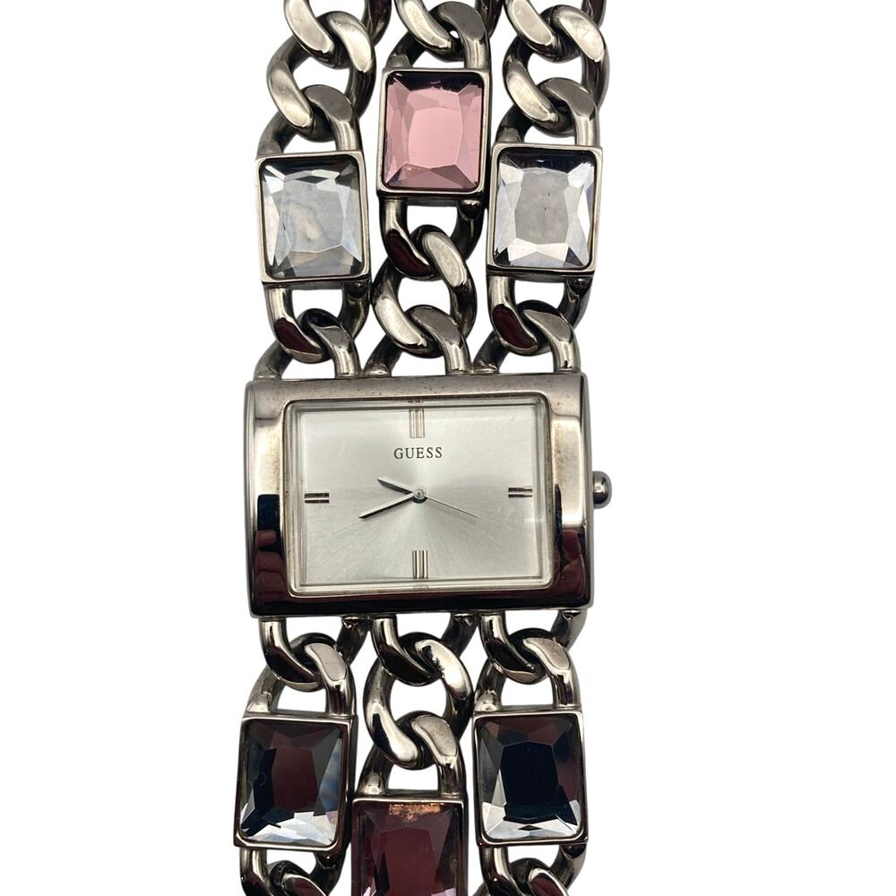 Guess Women's Bracelet Watch 35mm Colored Stone 35mm - New Battery - Wrist 6.5